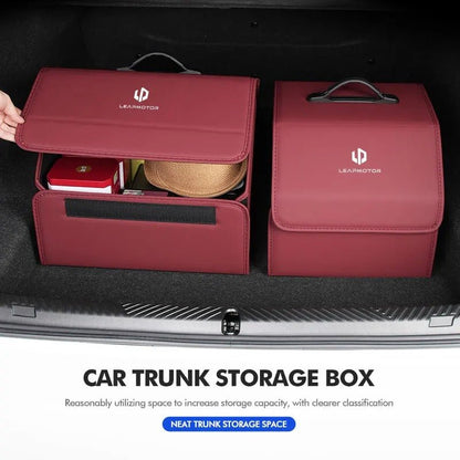 Leather Car Trunk Fold Organizer Bag For Leapmotor C11 T03 S01 C10 - Leapmotor Accessories