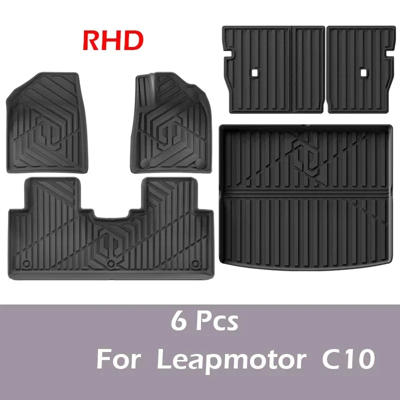 LHD & RHD Floor Mats For Leapmotor C10 2024 2025 TPE Trunk Mats Cargo Liners - Leapmotor Accessories