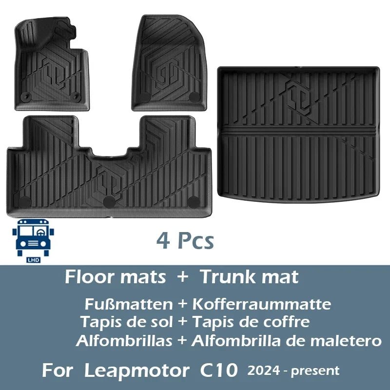 LHD & RHD Floor Mats For Leapmotor C10 2024 2025 TPE Trunk Mats Cargo Liners - Leapmotor Accessories