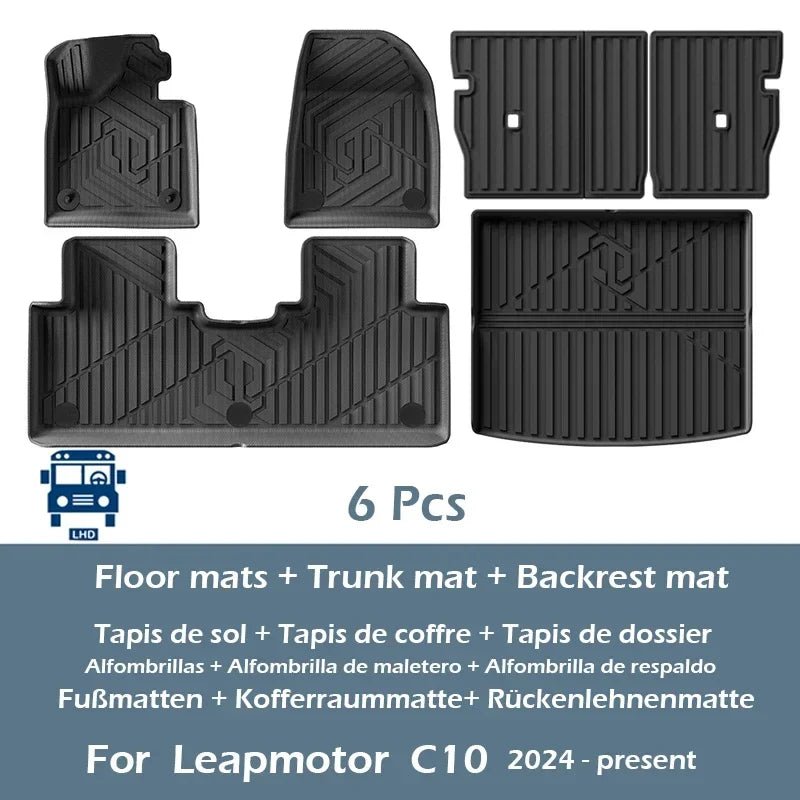 LHD & RHD Floor Mats For Leapmotor C10 2024 2025 TPE Trunk Mats Cargo Liners - Leapmotor Accessories