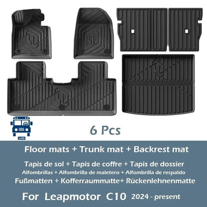 LHD & RHD Floor Mats For Leapmotor C10 2024 2025 TPE Trunk Mats Cargo Liners - Leapmotor Accessories