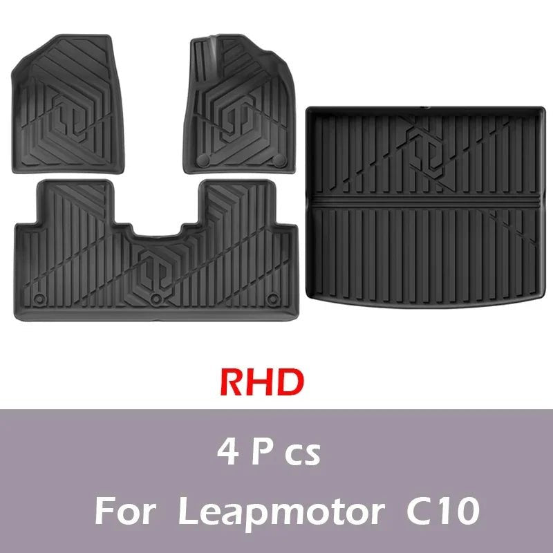 LHD & RHD Floor Mats For Leapmotor C10 2024 2025 TPE Trunk Mats Cargo Liners - Leapmotor Accessories
