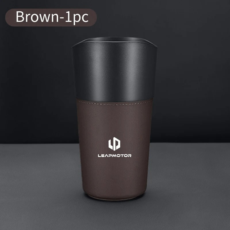 Car Trash Can Mini Leather Wather Cup