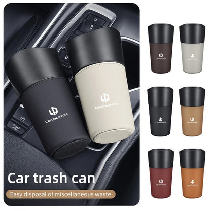 Car Trash Can Mini Leather Wather Cup