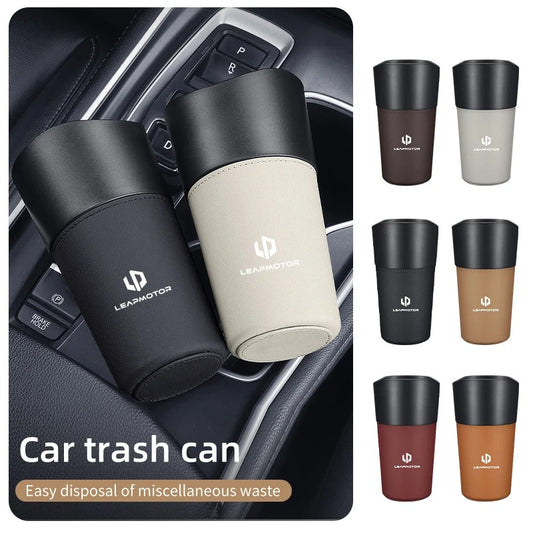 Car Trash Can Mini Leather Wather Cup