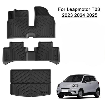 Leapmotor T03 EV 2023–2024 Auto-Fußmatten, Kofferraumpolster, TPE, 3D-Fußmatte