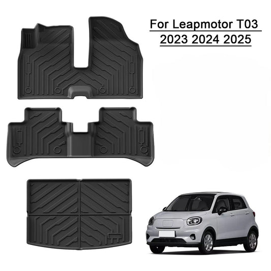 Leapmotor T03 EV 2023–2024 Auto-Fußmatten, Kofferraumpolster, TPE, 3D-Fußmatte