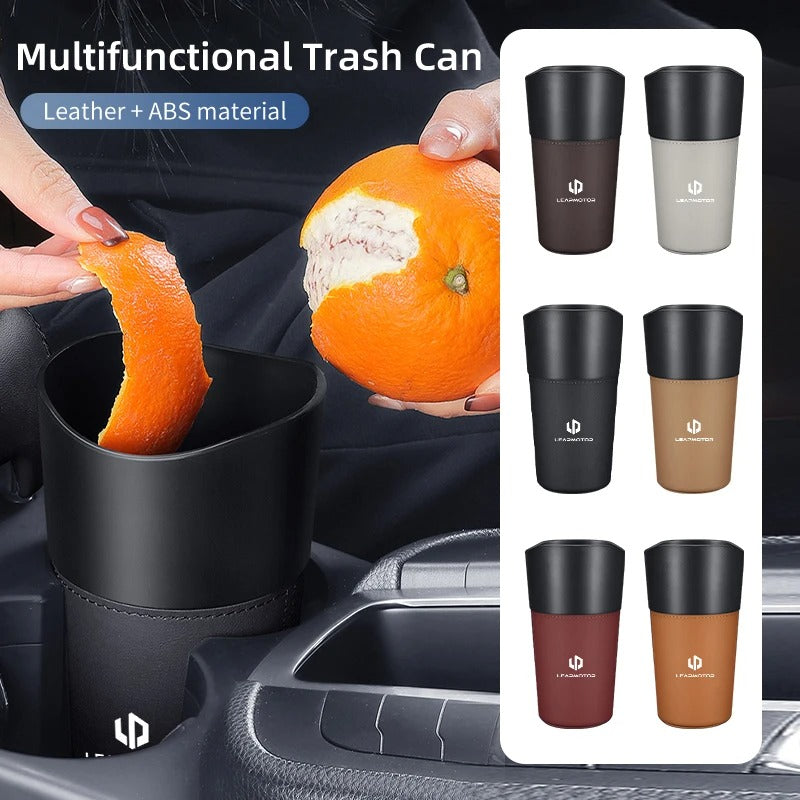 Car Trash Can Mini Leather Wather Cup